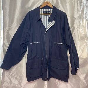 90s Inspired Nautica Navy Blue Nautical Bella Hadid Style Windbreaker Jacket